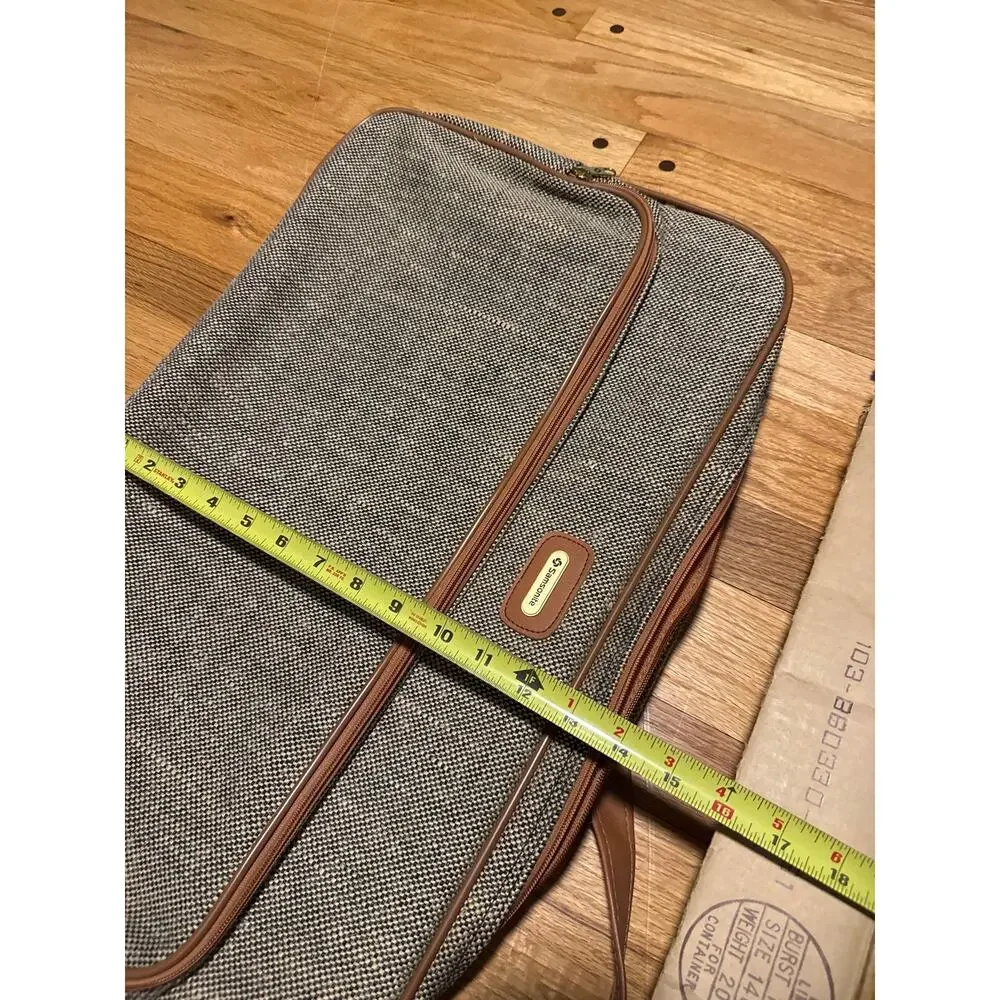 Vtg Samsonite Tweed Suitcase Special Collection Luggage Travel Case 14” in